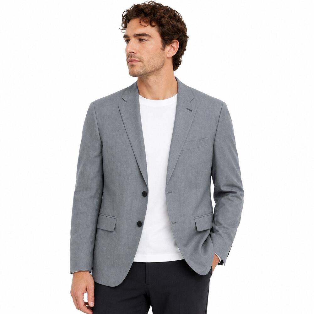 JF J. Ferrar Size 40R End on End Sport Coat Blazer Jacket Gray Business Work
